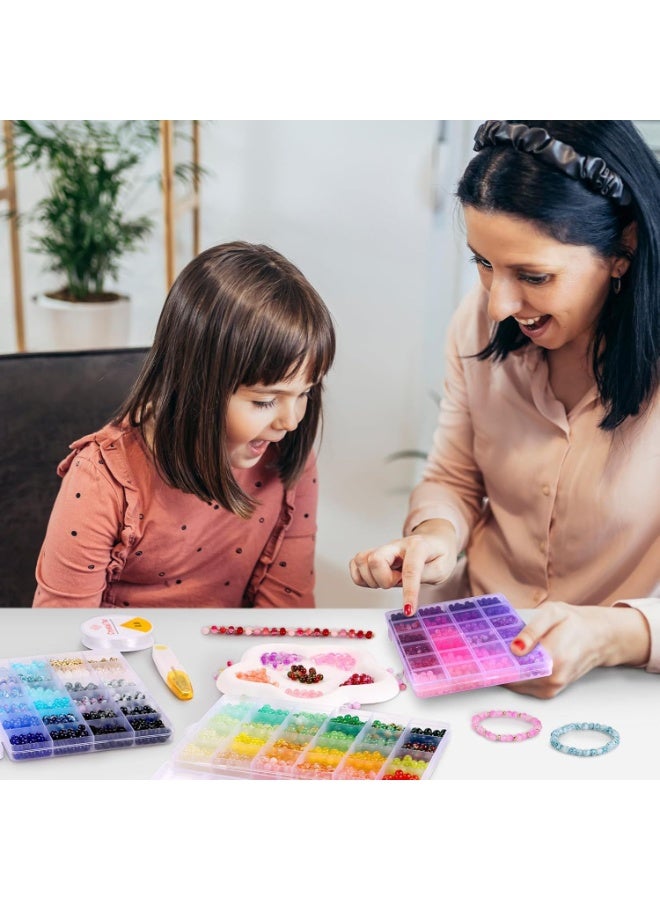 Capstro Crack Glass Beads Kit – 8mm 48 Grid Color Box (1190 Pcs) | Premium Crackle Beads for DIY Bracelet & Jewelry Making | Multicolor Glass Beads Craft Set for Kids, Teens & Adults - Image 3